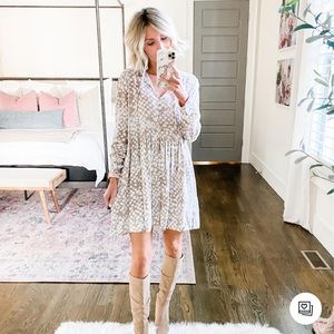 Red Dress Let Me Loose Taupe Print Dress